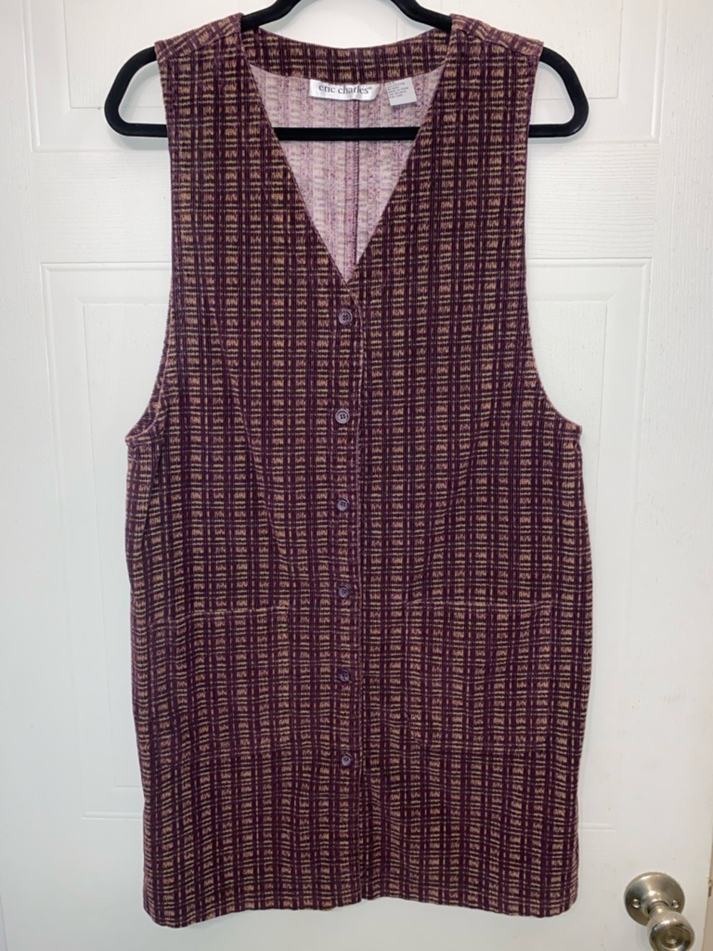 Eric Charles Sleeveless corduroy jumper dress - Plaid - Large